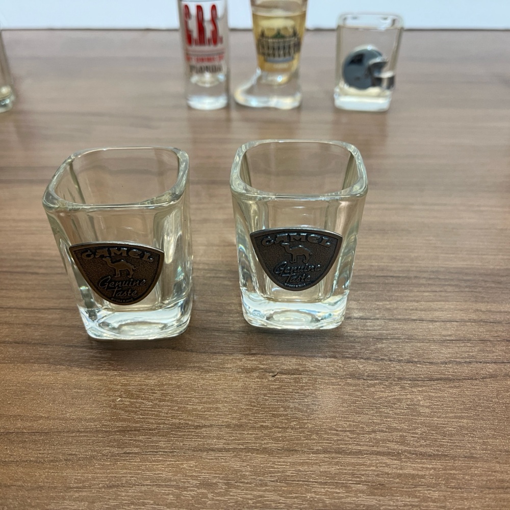 Glass Shot Glass Set with Brown Accents